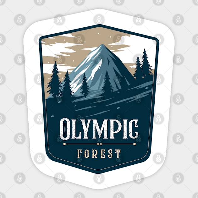 Olympic Forest Camping Hiking and Backpacking through National Parks, Lakes, Campfires and Outdoors Sticker by AbsurdStore